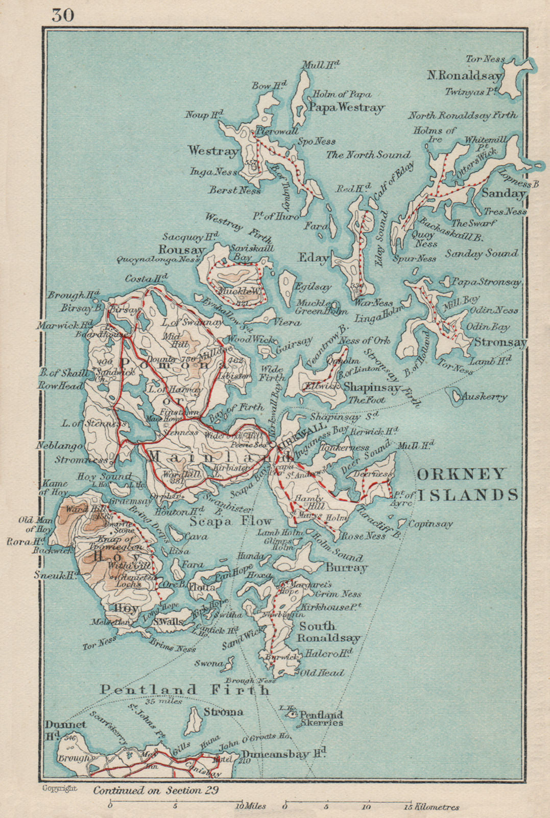 ORKNEY ISLANDS. Vintage map plan. Kirkwall Hoy Scotland 1932 old vintage